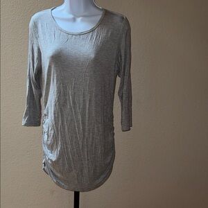 Bearsland Light Gray Long Sleeve Ruched Sides Women's Maternity Top Size S